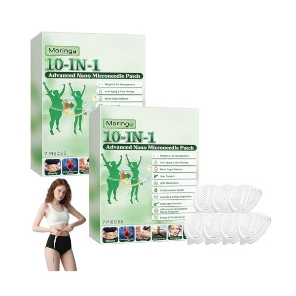 5 Boîtes Moringa Patchs Minceurs 10 en 1, Patch Nano Microneedle Minceur avec Berbérine & NAD+, Ingrédients Naturels, Rafferm...