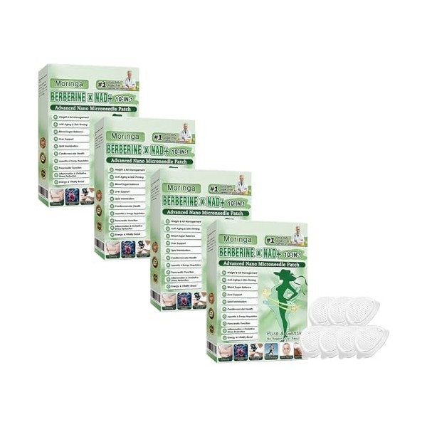 Paquet de 5 Boîtes Moringa Patchs Minceurs 10 en 1, Patch Nano Microneedle Minceur, Ingrédients Naturels, Facile à Appliquer,...