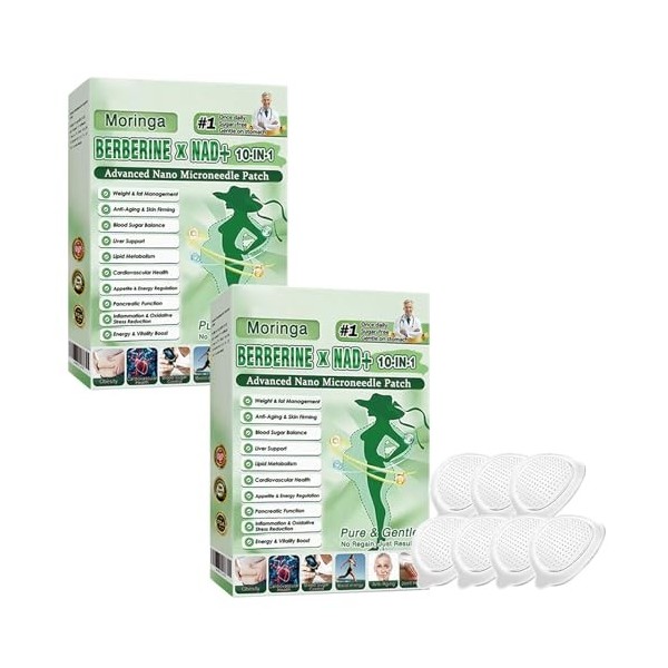 Paquet de 5 Boîtes Moringa Patchs Minceurs 10 en 1, Patch Nano Microneedle Minceur, Ingrédients Naturels, Facile à Appliquer,...