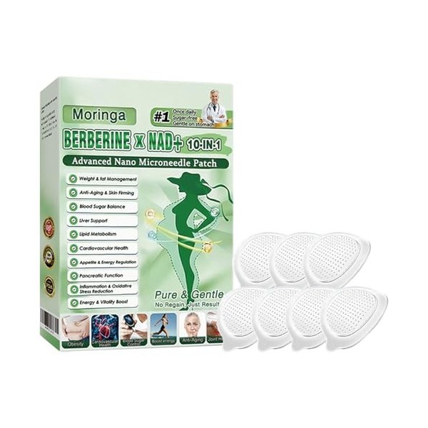 Paquet de 5 Boîtes Moringa Patchs Minceurs 10 en 1, Patch Nano Microneedle Minceur, Ingrédients Naturels, Facile à Appliquer,...
