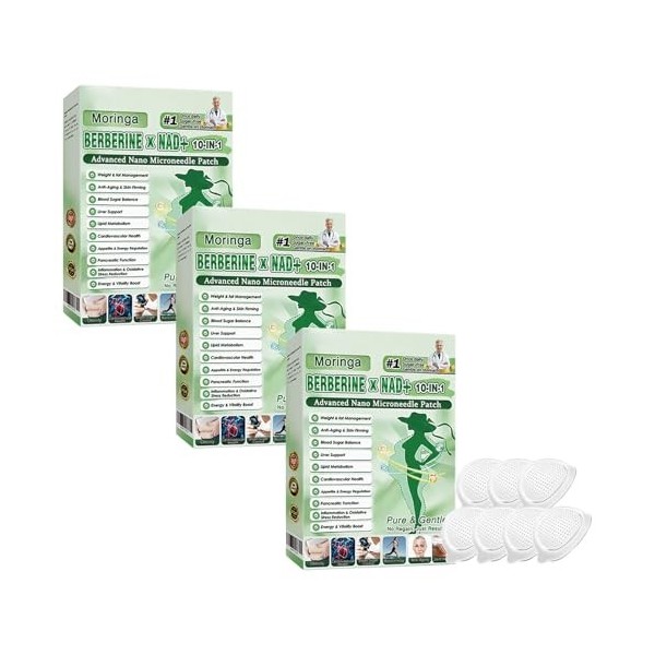 Paquet de 5 Boîtes Moringa Patchs Minceurs 10 en 1, Patch Nano Microneedle Minceur, Ingrédients Naturels, Facile à Appliquer,...