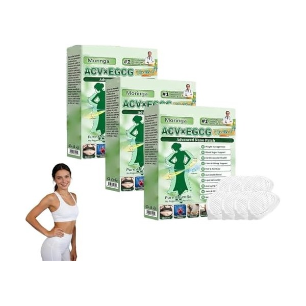 ACV x EGCG 7 patchs à micro-aiguilles avancés 10 en 1,Nano Patch à Micro Aiguilles pour Raffermissement et Métabolisme - Port...