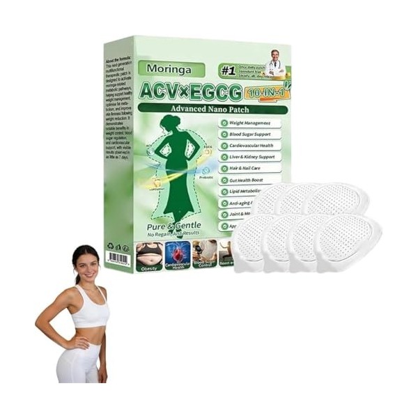 ACV x EGCG 7 patchs à micro-aiguilles avancés 10 en 1,Nano Patch à Micro Aiguilles pour Raffermissement et Métabolisme - Port...