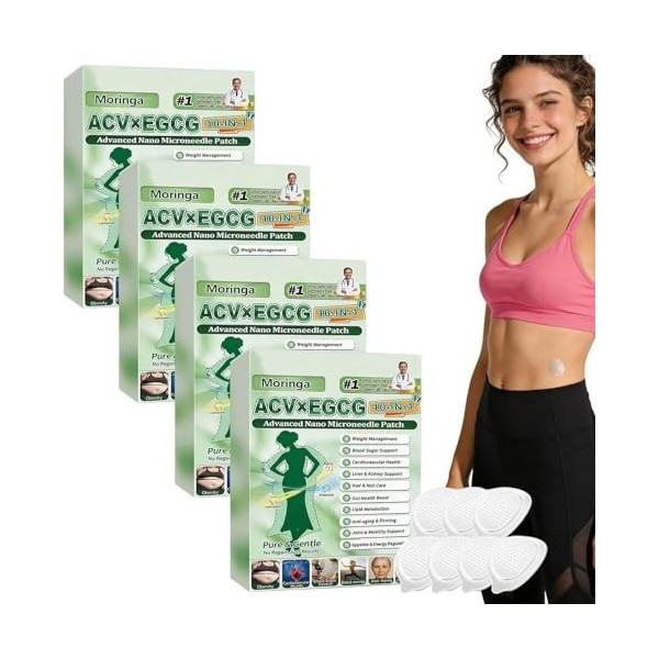 ACV x EGCG 7 patchs à micro-aiguilles avancés 10 en 1,Nano Patch à Micro Aiguilles pour Raffermissement et Métabolisme - Port...