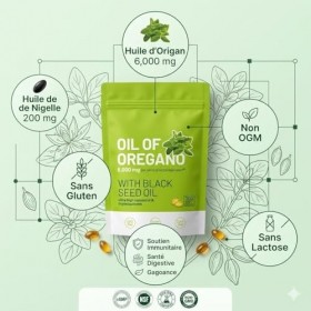 Gélules dHuile dOrigan et Nigelle - Extrait dOrigan Équivalent à 6000 mg avec Huile de Graines Noires 200 mg - Sans OG