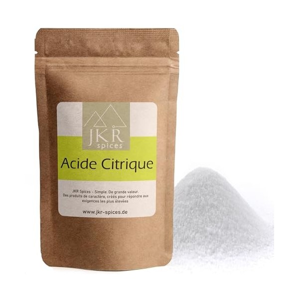 JKR Spices® 450g Acide Citrique en Poudre Qualité Alimentaire E330 | Acide Citrique comme Acidifiant et Conservateur pour la ...