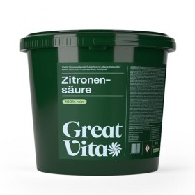 GreatVita Acide citrique monohydrate en poudre 5 kg, qualité alimentaire, acide citrique pur E330, sans OGM, acidifiant idéal