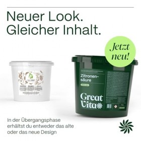 GreatVita Acide citrique monohydrate en poudre 5 kg, qualité alimentaire, acide citrique pur E330, sans OGM, acidifiant idéal