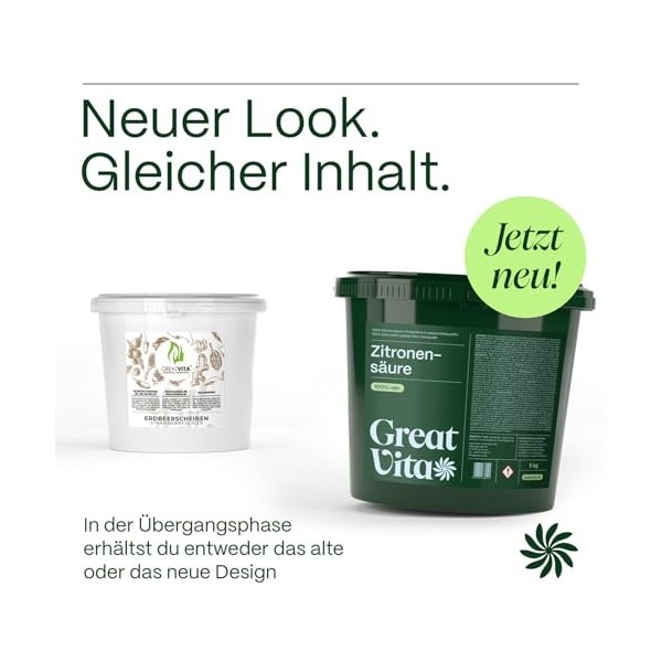 GreatVita Acide citrique monohydrate en poudre 5 kg, qualité alimentaire, acide citrique pur E330, sans OGM, acidifiant idéal