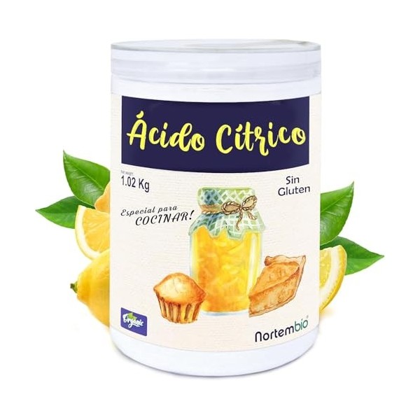 Nortembio Acide Citrique Alimentaire 1,02 kg – 100% Pur, Qualité Alimentaire | Origine Naturelle, Sans OGM, Conservateur et A