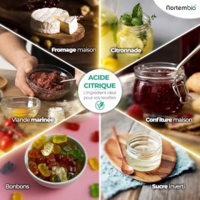 Nortembio Acide Citrique Alimentaire 1,02 kg – 100% Pur, Qualité Alimentaire | Origine Naturelle, Sans OGM, Conservateur et A