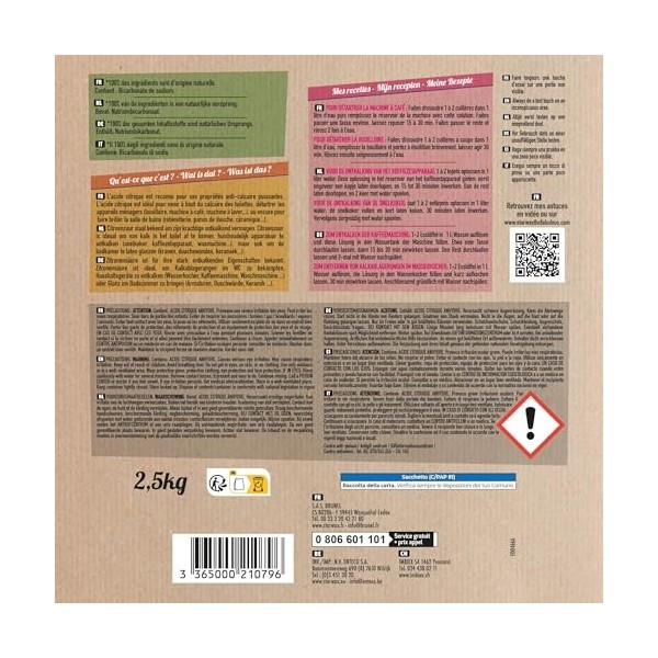 STARWAX THE FABULOUS - Acide Citrique - Détartre les appareils ménagers - Enlève le calcaire - Fait briller la salle de bain ...