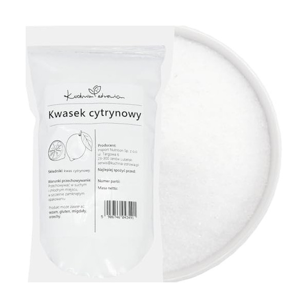 Acide Citrique Alimentaire Pur – Qualité Naturelle pour Cuisine & Nettoyage 1 Kilogramme | KUCHNIA ZDROWIA