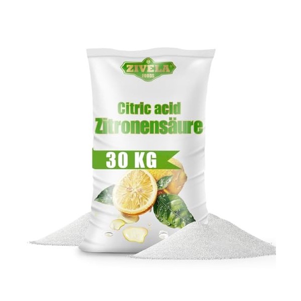 30 kg dacide citrique en poudre de qualité alimentaire | Remède maison pour la cuisine et la maison | 30 kg dacide citrique