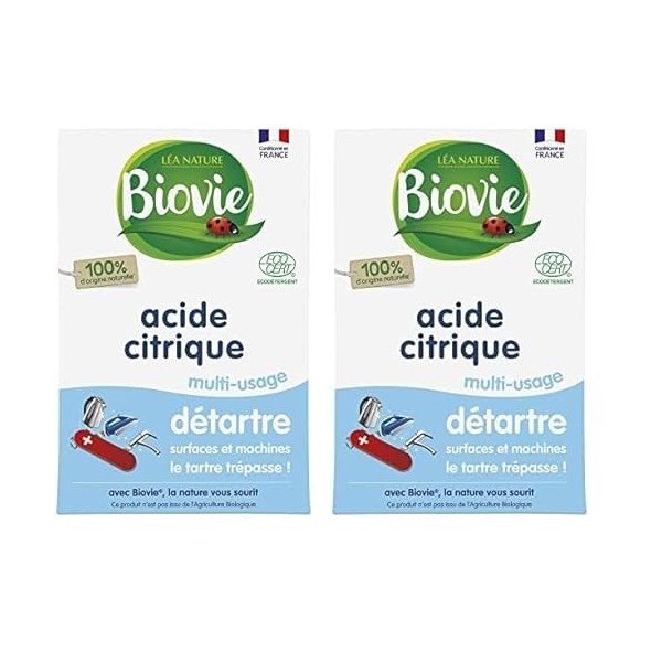Biovie - Acide citrique multi-usage, détartre 350g Lot de 2 