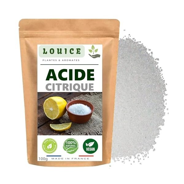 Acide Citrique 100g - Multi-Usages : Entretien, Cuisine & Cosmétique - Détartrant Naturel, Conservateur & Nettoyant Écologiqu