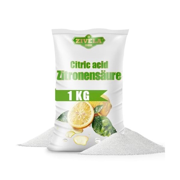 1000 g dacide citrique en poudre de qualité alimentaire | Remède maison pour la cuisine et la maison | 1 kg dacide citrique