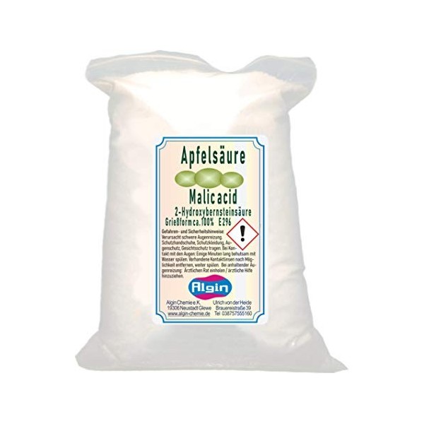 Acide pomme - 100 % - 1 kg - Sachet à clip - Graine fine E296 - Additif alimentaire