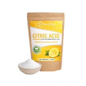 FertilTech Acide Citrique Monohydraté 1.5 kg E330 Qualité Alimentaire 100% Pur Pour Usages Alimentaires Cuisine et Pâtisserie