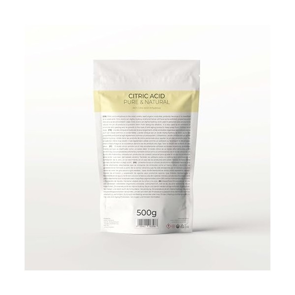 Mystic Moments | Acide Citrique 500g Pur & Naturel Vegan Sans OGM