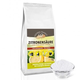 GOLDEN PEANUT Poudre dacide citrique E-330 - 4 x 1 kg - Acide citrique pur - Qualité alimentaire - Nettoyage naturel - Détar ...