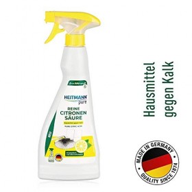 HEITMANN pure Spray acide citrique: Détratant écologique, produit ménager spécial cuisine & salle de bain 1x 500g 