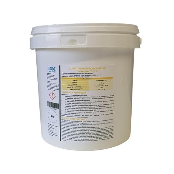 2 KG ACIDE CITRIQUE ALIMENTAIRE MONOHYDRATE E330 GRADE USP/EP/JP