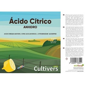 CULTIVERS Acide citrique anhydre 1 kg en poudre, apport 100 % pur, nettoyant multi-usages Acide citritique