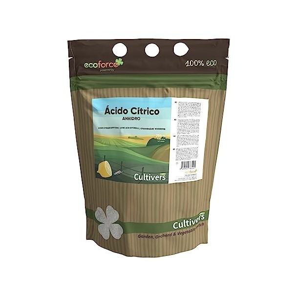 CULTIVERS Acide citrique anhydre 1 kg en poudre, apport 100 % pur, nettoyant multi-usages Acide citritique