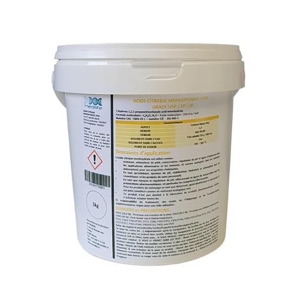 1 KG ACIDE CITRIQUE ALIMENTAIRE MONOHYDRATE E330 GRADE USP/EP/JP