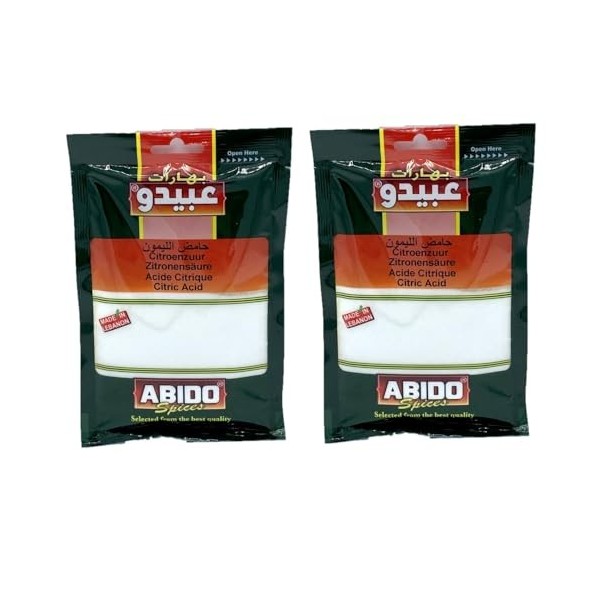 Lot 2x Acide citrique - Abido - sachet 100g Acide citritique