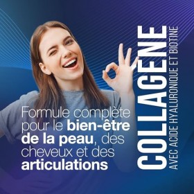 Collagene et Acide Hyaluronique avec Biotine. 240 comprimés à haute dose pour Cheveux, Peau, Ongles et Articulations. Collage