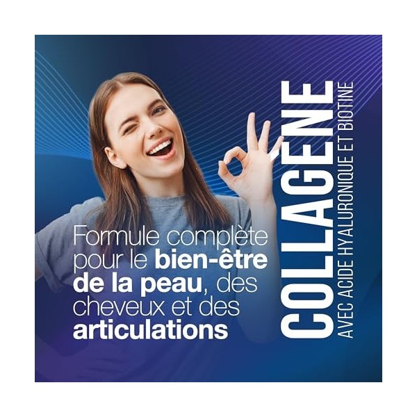 Collagene et Acide Hyaluronique avec Biotine. 240 comprimés à haute dose pour Cheveux, Peau, Ongles et Articulations. Collage