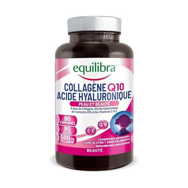 Equilibra, Collagène Q10 Acide Hyaluronique, Bien-être et Beauté de la Peau, à Base de Collagène Hydrolysé, Acide Hyaluroniqu