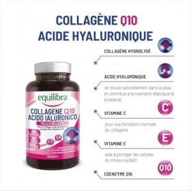 Equilibra, Collagène Q10 Acide Hyaluronique, Bien-être et Beauté de la Peau, à Base de Collagène Hydrolysé, Acide Hyaluroniqu