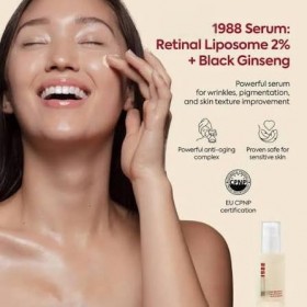 Serum Retinal 1988 Liposome 2% + Black Ginseng, Puissant Anti-Âge pour Rides, Pigmentation, Texture de Peau, Convient aux Pea