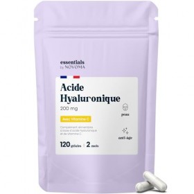 Acide Hyaluronique Pur, 120 Gélules Vegan, Action Anti-Âge + Anti-Rides, 800-900 kDa, Cure de 2 mois, Hydratation de la Peau,...