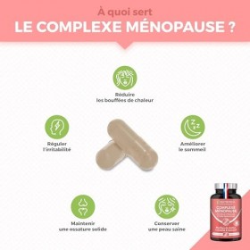 Complexe Menopause – Cimicifuga, Melisse, Safran, Acide Hyaluronique & 5 Vitamines – Anti Bouffées de Chaleur & Sueurs Noctur...
