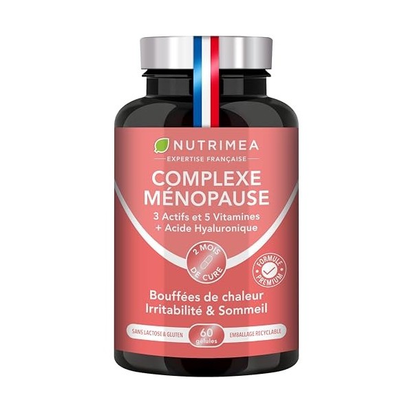 Complexe Menopause – Cimicifuga, Melisse, Safran, Acide Hyaluronique & 5 Vitamines – Anti Bouffées de Chaleur & Sueurs Noctur...