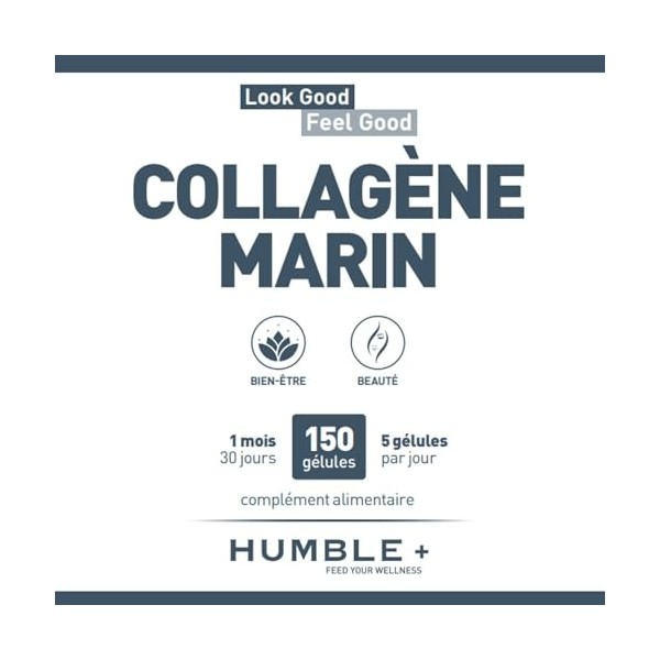 Gélules Collagene Marin Ultra-Concentrées - 150 Capsules - 2,5 g de Tripeptides Hydrolysés pour une Meilleure Santé de la Pea