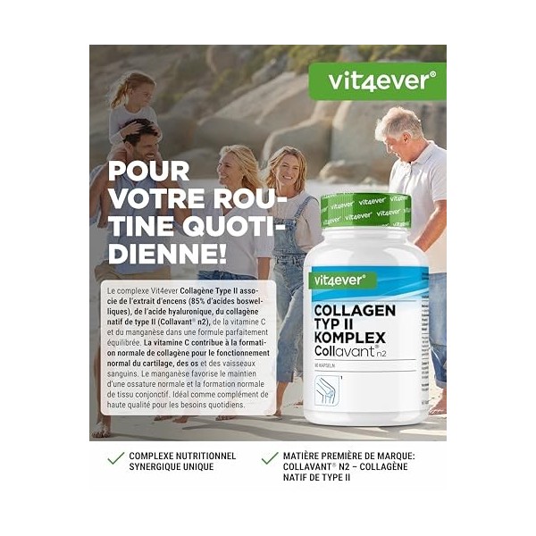 Complexe collagène de type II – avec collagène natif Collavant n2®, extrait d’encens, acide hyaluronique, vitamine C, manganè