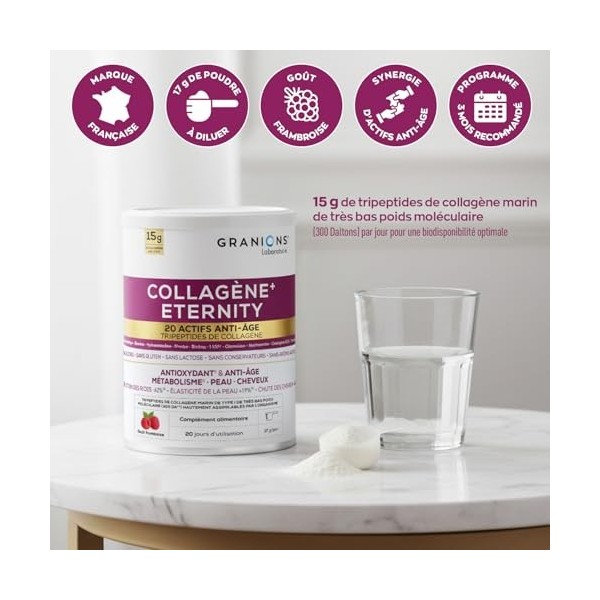 COLLAGENE +ETERNITY - GRANIONS Collagène N°1 en Pharmacies - Réduction Des Rides - Collagene Marin Poudre 15g – Collagene et ...