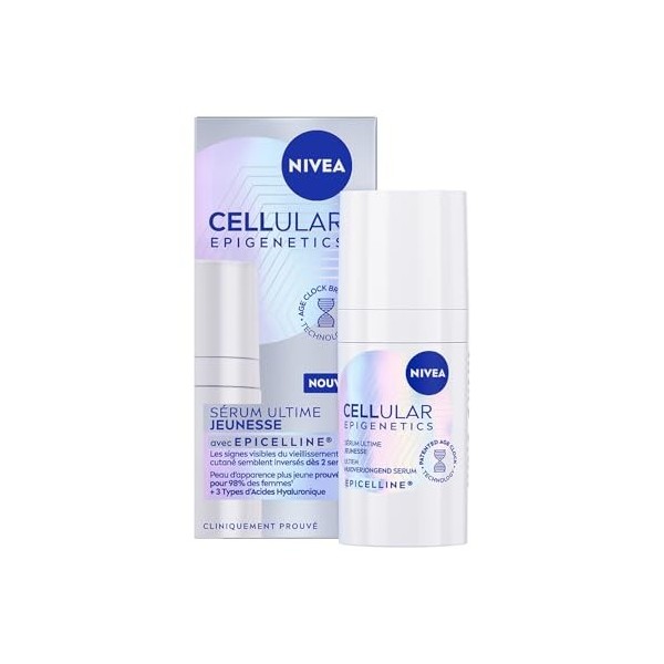 NIVEA - Sérum Visage Ultime Jeunesse Epigenetics - Technologie Age Clock - Epicelline & Acide Hyaluronique - Anti-Âge - Tous ...