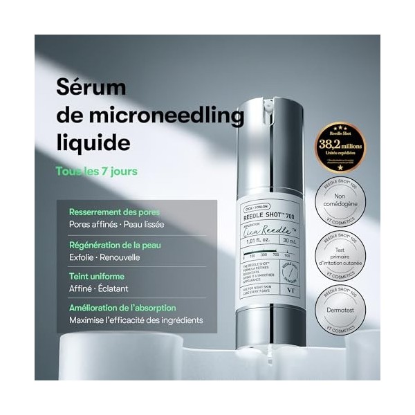VT COSMETICS CICA Reedle Shot 700, Sérum de Microaiguilles Spicule pour Soin des Pores & Exfoliation, Exosome & Centella Asia...