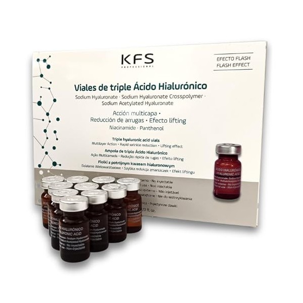 KFS Triple Serum visage acide hyaluronique 10x5ml – Effet flash lifting immédiat multicouches– Sérum hydratant anti-rides pui