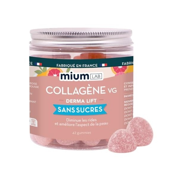 Mium Lab Gummies Collagène Peau Biomimétique - Anti-âge, Hydratation, Fermeté & Éclat - Supérieur au Collagène Marin & Bovin 
