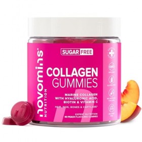 Collagene Marin et Acide Hyaluronique - Sans Sucre - Gummies de Collagène avec Vitamine C & Biotine - Collagène Hydrolysé Sup