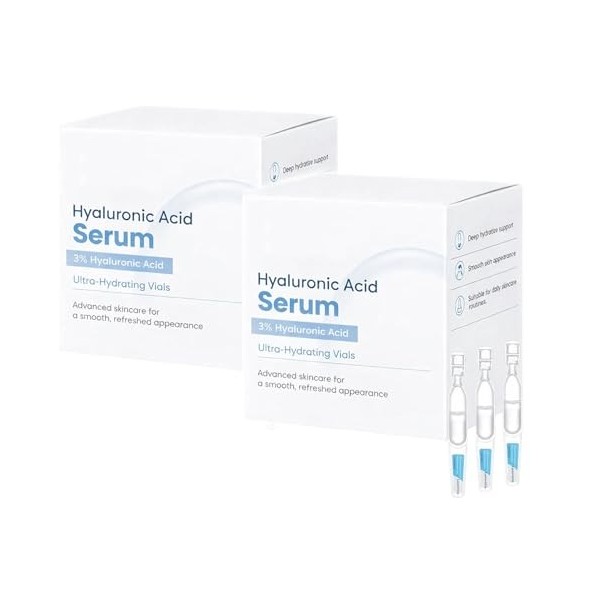 3% Hyaluronic Acid Ultra Hydrating Face Serum, 30pcs/Box Advanced Anti Wrinkle Rejuvenation Serum, Anti Aging Moisturizer for...