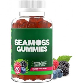 Sea Moss Gummies - Aide au soutien immunitaire, thyroïdien et détox - Extra fort pour hommes et femmes - Sans gluten, végétal