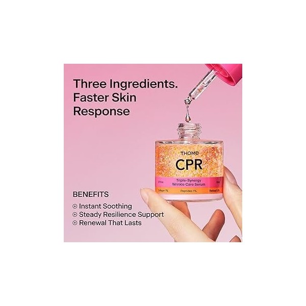 Sérum Anti-Rides CPR - THOM e - Triple-Synergy, Collagène 1%, Peptide 7%, Rétinol 0.1%, 30ml - Made in Korea